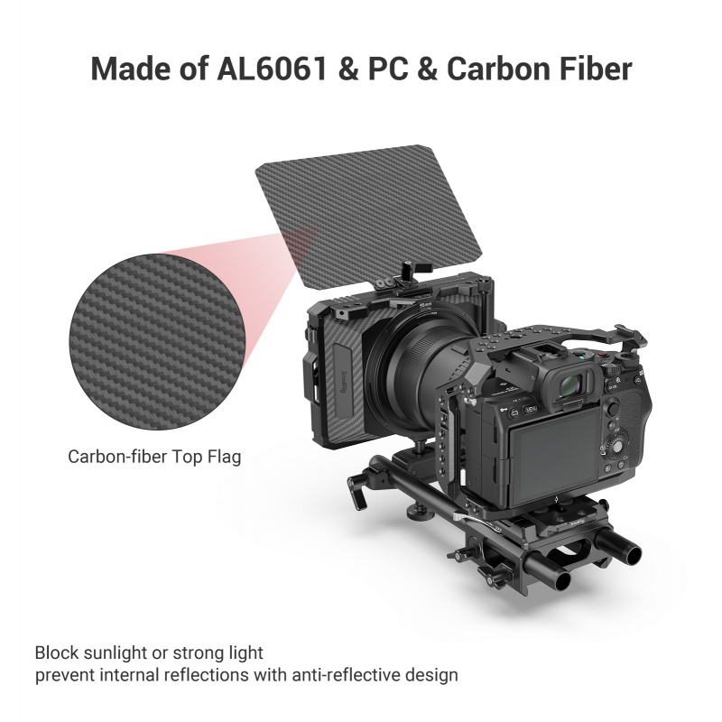 SmallRig 4 5.65 Mini Matte Box Carbon Fiber Top Flag For DSLR Mirrorless Camera  Blackmagic BMPCC 4K 6K Camera Cage