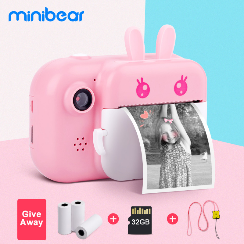 Minibear 兒童相機兒童即時相機數碼攝像機兒童照片相機玩具女孩男孩生日禮物