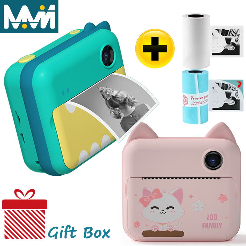 Kids Toy Instant Print Camera Mini Digital Camera With HD Video Recording Dual Lens Thermal Photo Paper Birthday Gift B