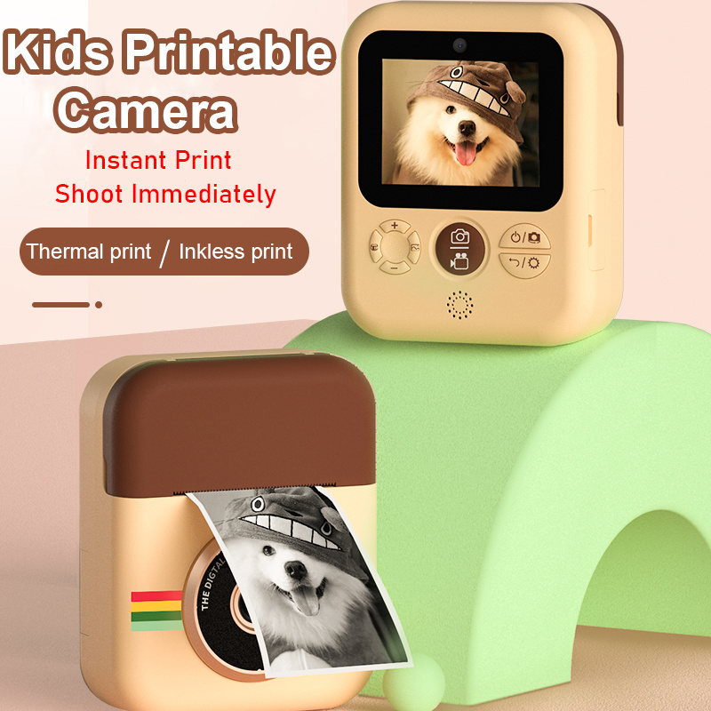 兒童即時打印相機迷你數碼相機帶高清視頻錄製雙鏡頭熱敏相紙生日禮物男孩女孩