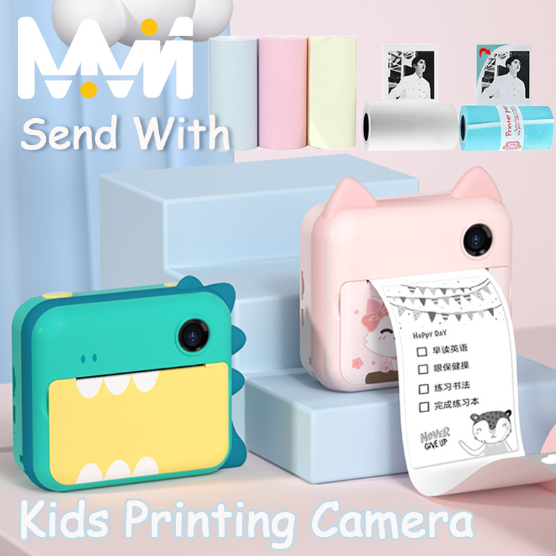 Instant Camera Children Camera Kids Printer For Birthday Gift For Dinosaur Photo Video Digital Child Camera Wit