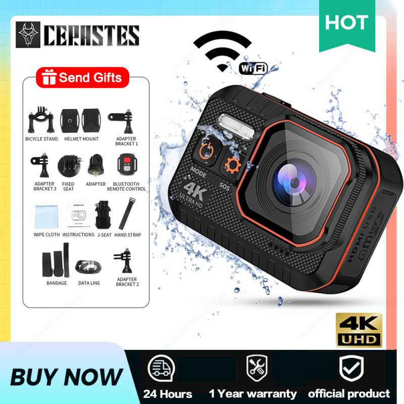 CERASTES Action Camera 4K HD With Remote Control Screen Waterproof Sport Camera drive recorder Sports