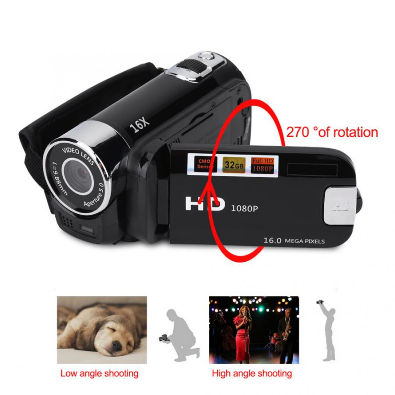 Video Camcorder Vlog Camera Full HD 270 Degree Rotation 2.4in 16X High Definition Digital Video Camera