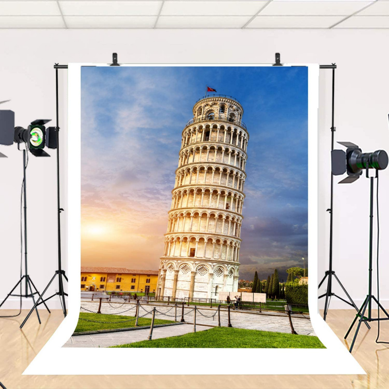 建築景觀攝影背景地標著名戶外風景意大利比薩斜塔背景藍天