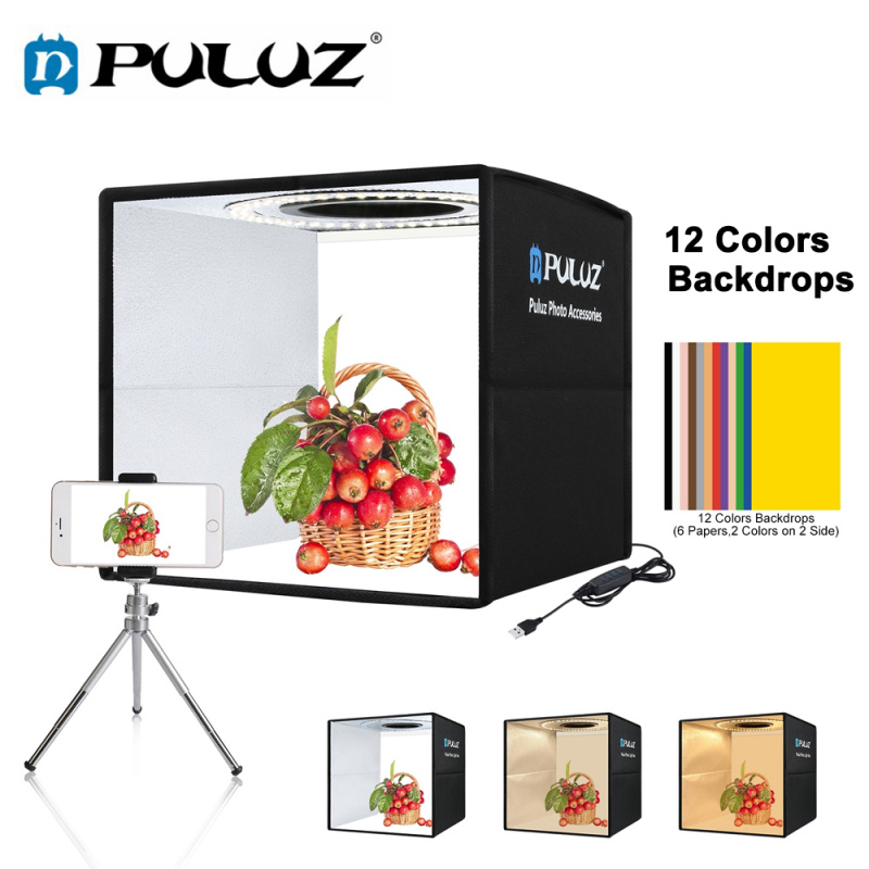 Puluz Mini Photo Studio Lightbox 3 Model LED Light Photography Softbox Foldable Shooting Tent Box Kit 6 12 Backdrops Studio Box
