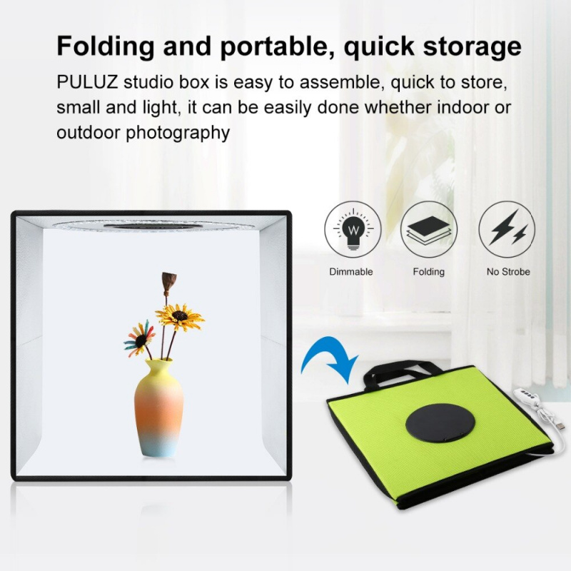 PULUZ Photo Studio Box Foldable Photography Studio Lightbox Dimmable LED Light Shooting Tent Box Kit 6 Color Backdrops Softbox