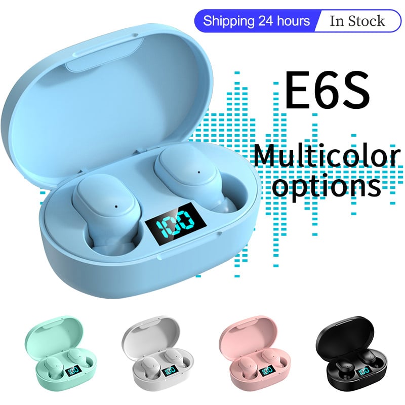 藍牙耳機E6S TWS Fone 藍牙耳機無線耳機適用於小米紅米降噪耳機帶麥克風免提耳塞