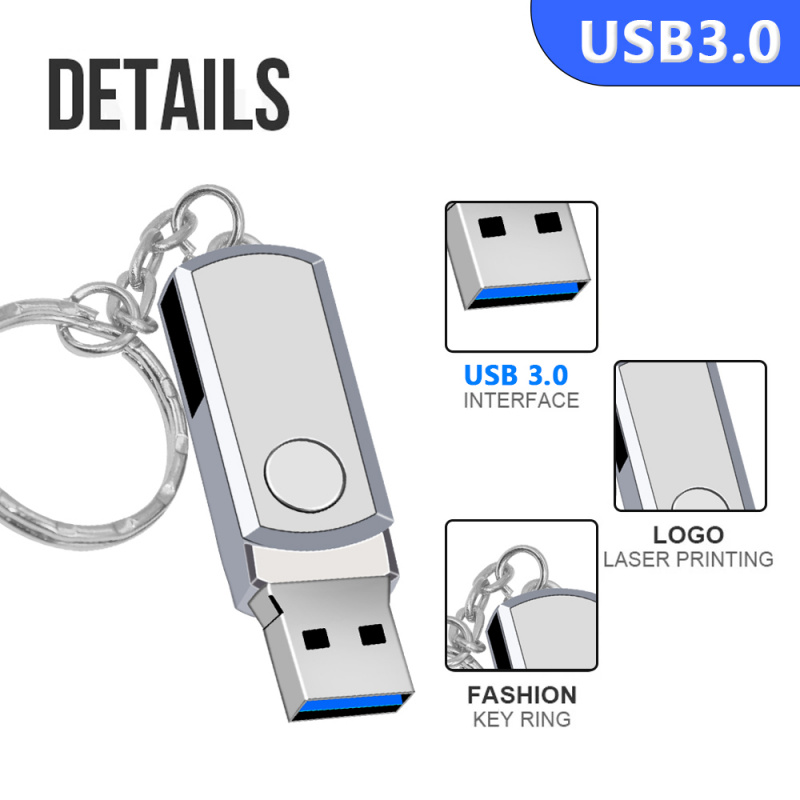 金屬 3.0 USB 閃存驅動器 128gb 64gb 32gb 16gb 8gb USB 記憶棒高速 USB 磁盤用於 4k 視頻自定義無徽標適配器