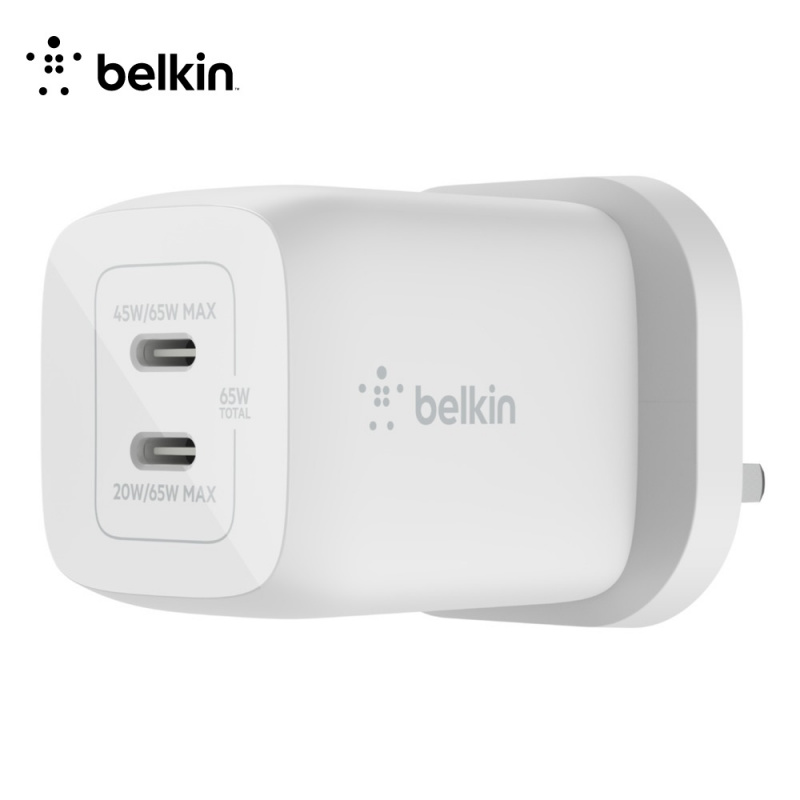 Belkin - BOOST↑CHARGE PRO 雙 USB-C GaN PPS 65W 家用式充電器 [WCH013myWH]