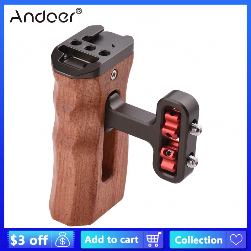 Universal Camera Cage Left Right Side Handle Wooden 1 4 Screw Hole Cold Shoe Mount for Camera Cage