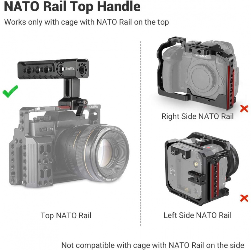 SmallRig DSLR Camera Top handle grip Camcorder Stabilizing NATO Handle Quick Release W SmallRig A6500 BMPCC 4K