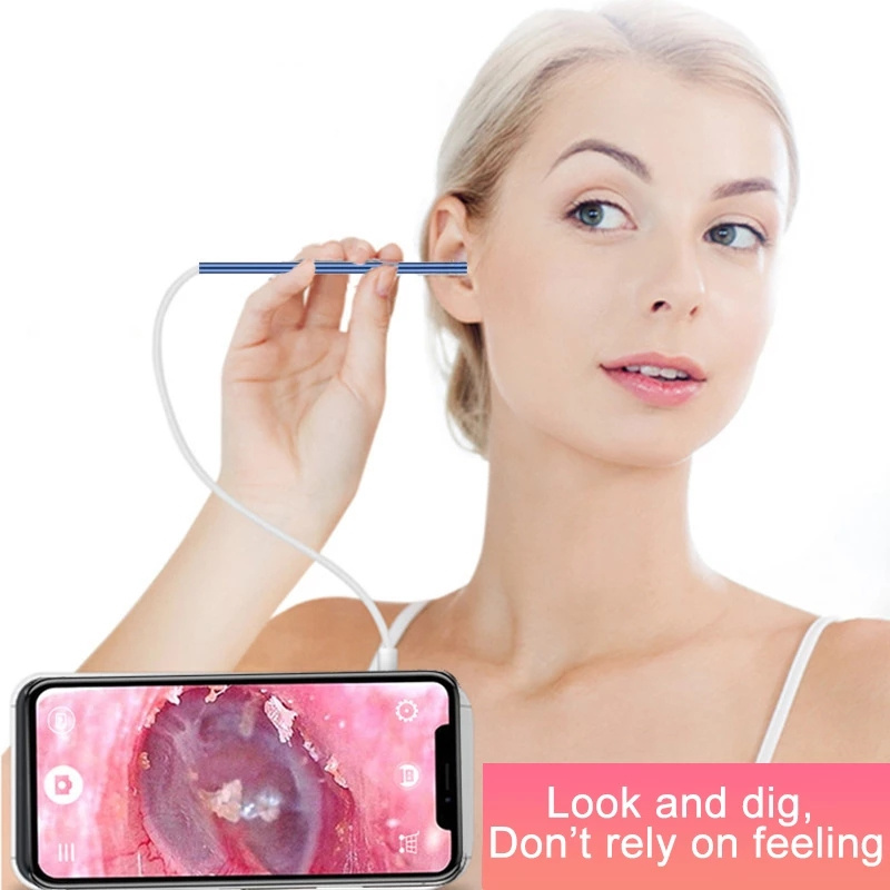 耳鏡視頻高清耳朵清潔器攝像頭在耳朵清潔內窺鏡勺迷你攝像頭采耳器耳垢去除視覺耳嘴 Nos