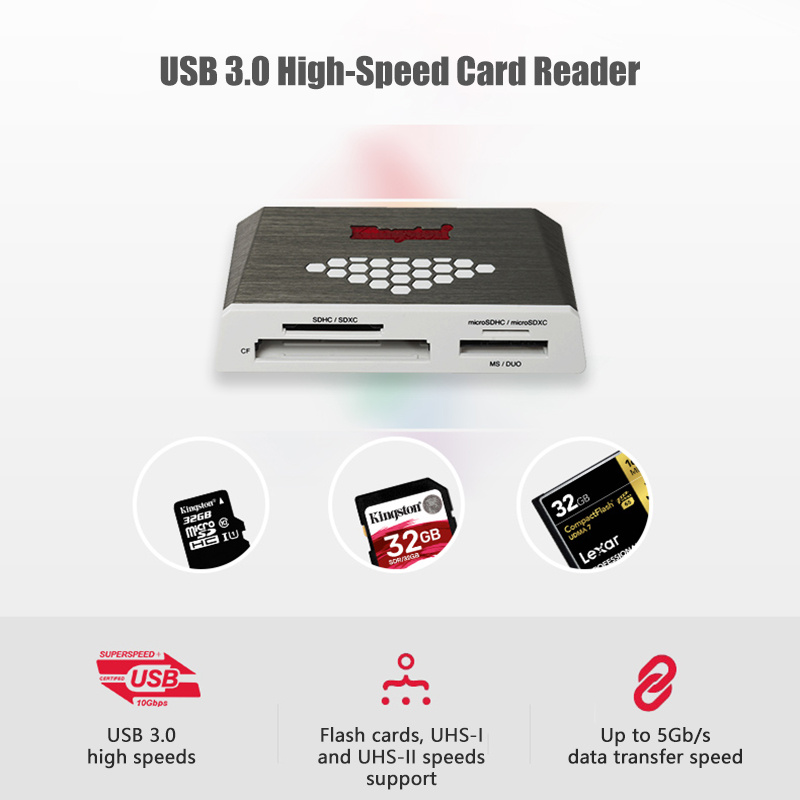 KINGSTON Micro SD Card Reader USB 3.0 External All in One Memory TF Card CF Reader Mulfunsctional Micro SD to US