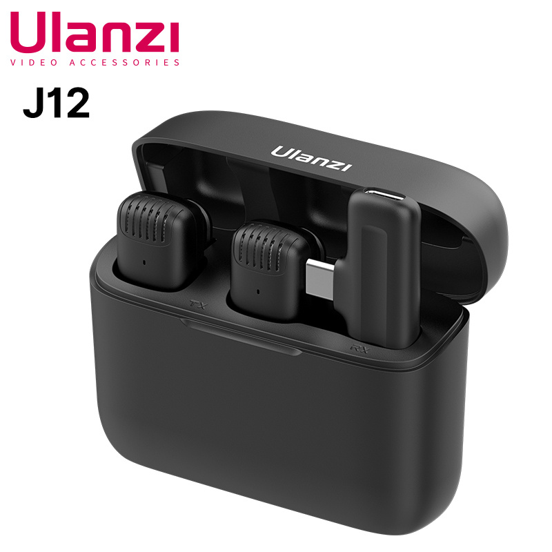 Ulanzi J12 无线领夹式麦克风系统音频视频录音麦克风适用于 iPhone Android 手机笔记本电脑直播