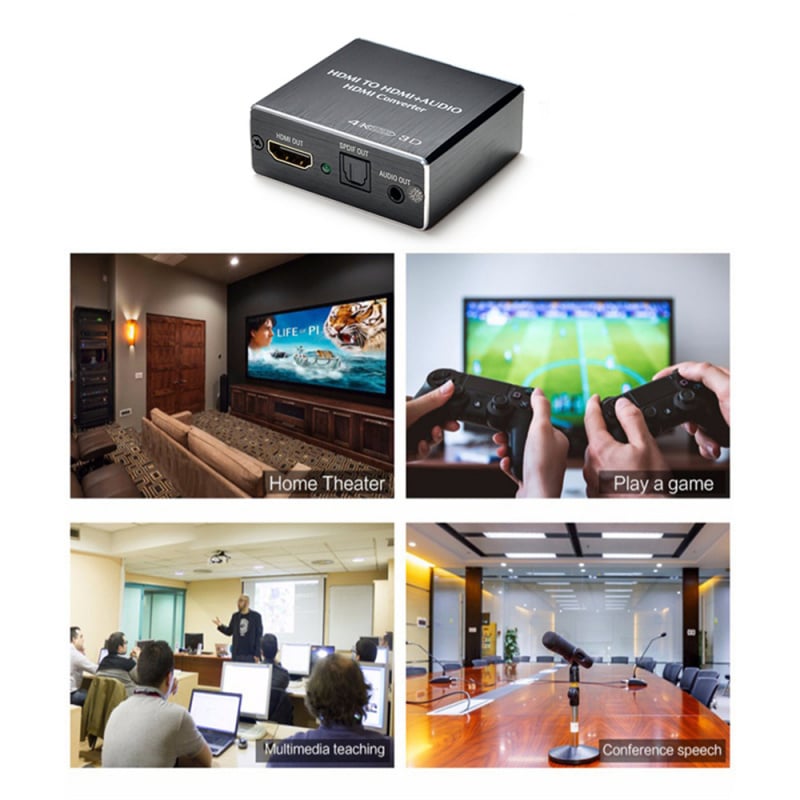 HDMI-compatible Audio Extractor Stereo Extractor Converter Optical TOSLINK SPDIF + 3.5mm Audio Splitter Ad
