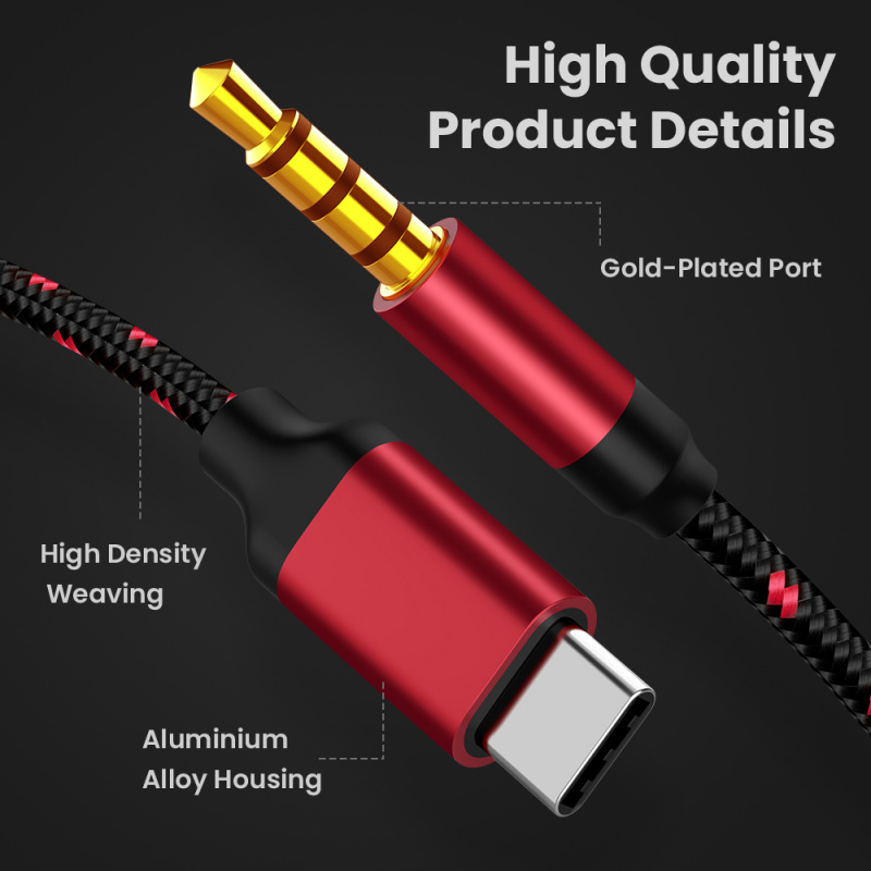 Type-C To 3.5mm Jack AUX Audio Cable USB C To AUX Headphone Adapter Audio Extension Connector Splitter USB C Adapter Wire Cord