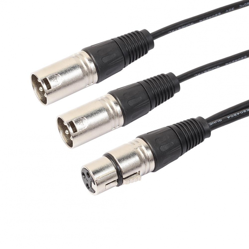 0.3m 1Ft 3P XLR Microphone Audio Extension Cable Cord wire Female Jack to Dual 2 Male Plug Y Splitter Cable Adaptor Cord