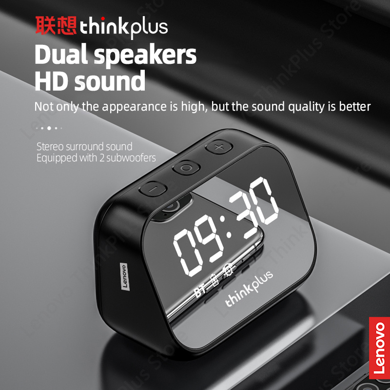 Lenovo TS13 Wireless BT Speaker Portable Subwoofer Stereo Player LED Digital Smart Alarm Clock Mirror Design Speaker 9D Surround