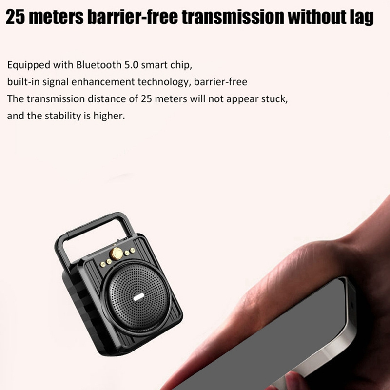 Pocket FM Radio Portable Wireless Bluetooth Loudspeaker Outdoor Subwoofer Music Player Support U Disk TF Card AUX Play