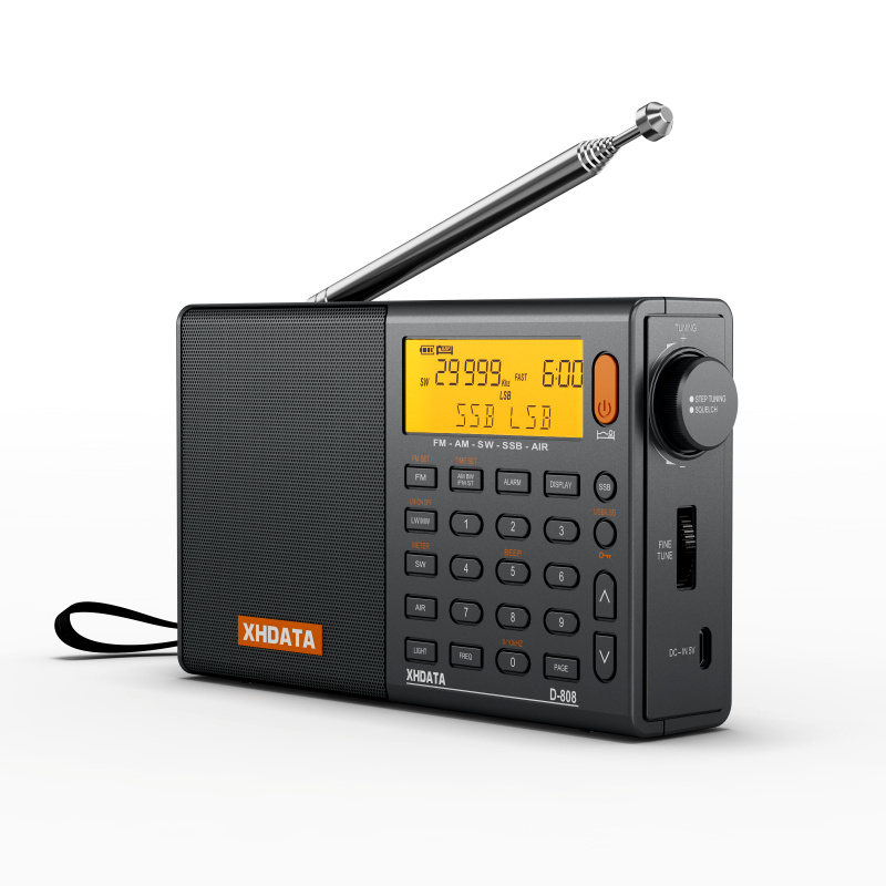 XHDATA SIHUADON D-808 便攜式數字收音機 FM 立體聲 SW MW LW SSB AIR RDS 收音機揚聲器帶 LCD 顯示鬧鐘收音機