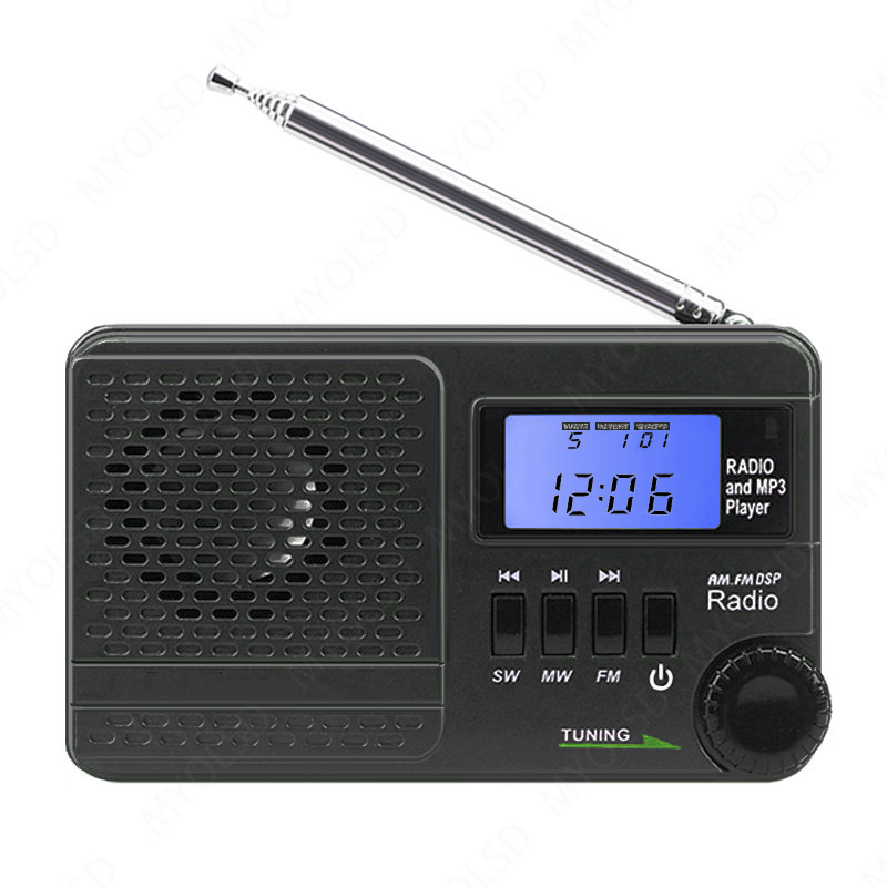 便攜式袖珍收音機 FM AM SW 可充電 USB TF 卡揚聲器支持耳機定時睡眠鬧鐘 FM 收音機接收器