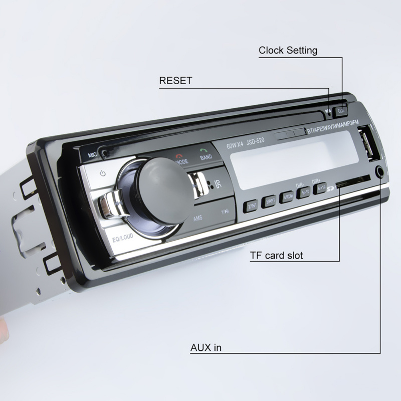 車載收音機立體聲播放器數字藍牙車載 MP3 播放器 60Wx4 FM 收音機立體聲音頻音樂 USB SD 帶內置輔助輸入