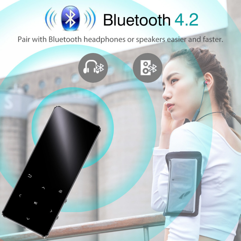 REDANT MP3 Player with Bluetooth Speaker Touch key Built-in 8GB 16GB HiFi Metal Mini Portable Walkman with radio FM recordin