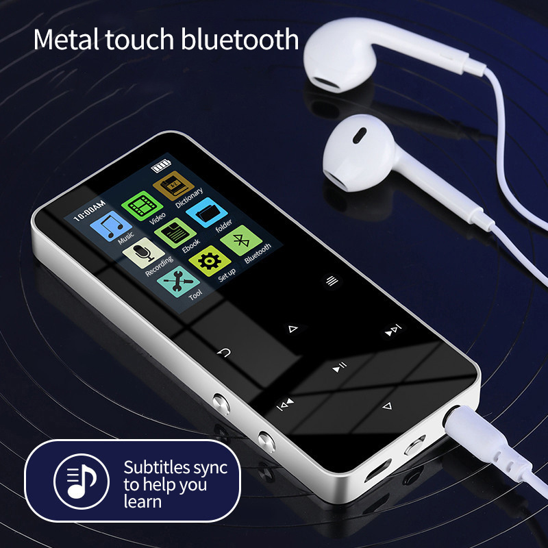 MP3 MP4 播放器藍牙兼容揚聲器觸摸鍵內置揚聲器高保真金屬迷你便攜式隨身聽帶收音機調頻鬧鐘