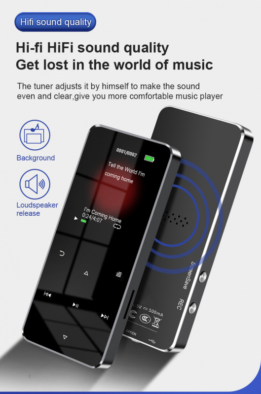 MP3 MP4 播放器藍牙兼容揚聲器觸摸鍵內置揚聲器高保真金屬迷你便攜式隨身聽帶收音機調頻鬧鐘