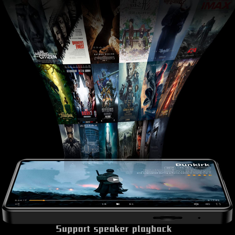 4 Inch Mp3 Mp4 Players,Yophoon X20 HD Full Touch Screen 16GB Bluetooth 5.0 Built-in Speaker 1080P Video FM Record Ebook Walkman