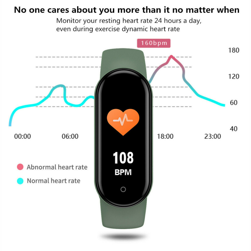 全新 M5 智能表带防水运动智能手表男士女士血压心率监测器健身手链适用于 Android IOS