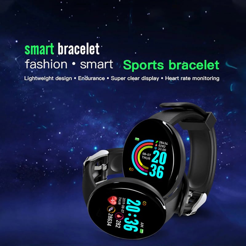 D18 智能手錶男士血壓防水智能手錶女士心率監測器健身追踪器手錶運動適用於 Android IOS