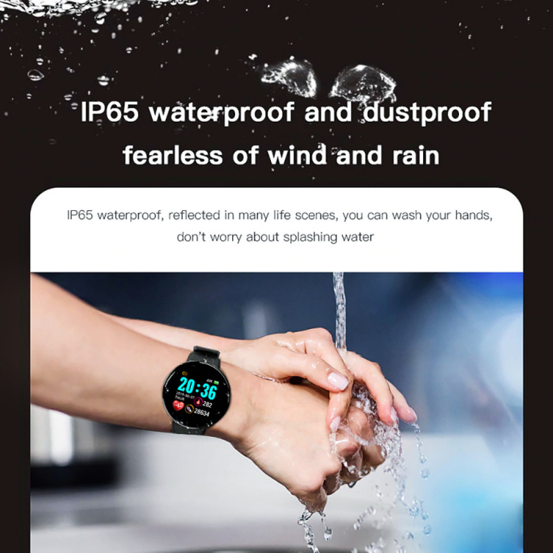 D18 智能手錶男士血壓防水智能手錶女士心率監測器健身追踪器手錶運動適用於 Android IOS