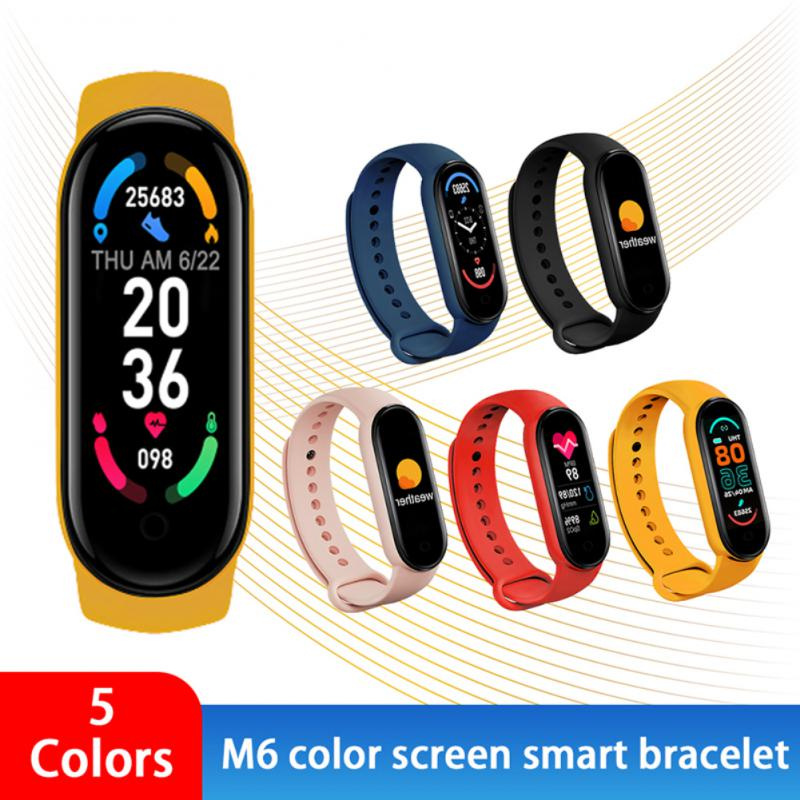 M6 智能手鍊手錶錶帶替換運動手腕彩色健身追踪器心率血壓監測器彩色屏幕