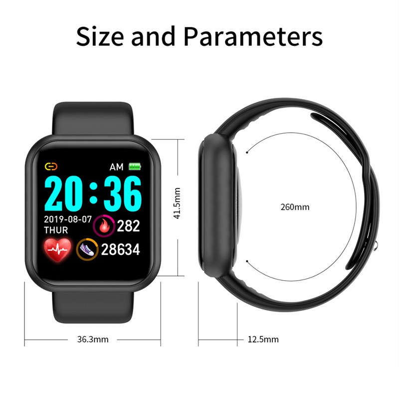 D20 Pro 智能手錶 Y68 藍牙健身追踪器運動手錶心率監測血壓智能手環適用於 Android IOS