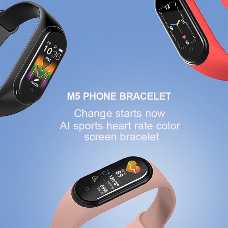 M5智能手環男士健身智能腕帶女士運動追踪器智能手錶手環M5手環多功能彩屏手環