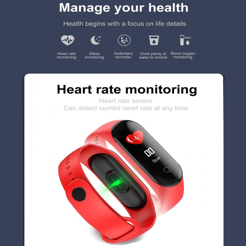 智能手環運動M4防水智能手錶智能電子智能手環計步器健身追踪器血壓計