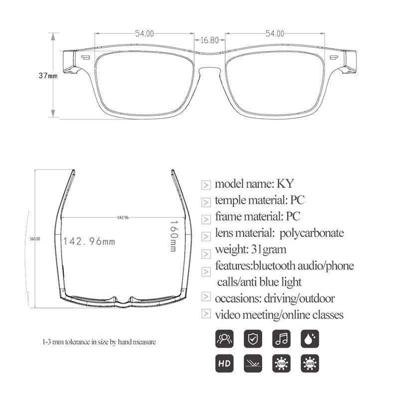 智能眼鏡無線藍牙5.0太陽鏡戶外智能運動免提通話通話音樂防藍光眼鏡