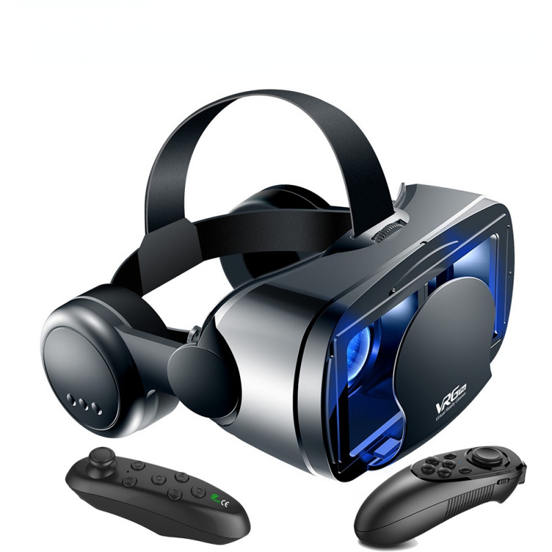 3D VR 智能眼鏡耳機虛擬現實頭盔智能手機全屏視覺廣角鏡頭帶控制器耳機 7 英寸