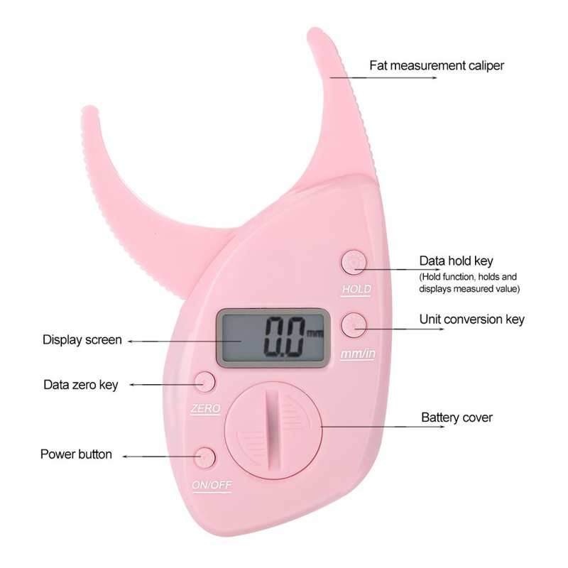 體脂卡尺粉色體脂監測儀便攜式數字皮褶測量測試儀測量卡尺保持健康測試儀