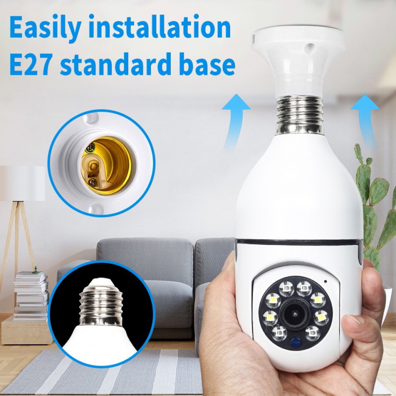 E27 LED 燈高清 1080P IP 攝像頭無線全景家庭安全 WiFi CCTV 智能燈泡攝像頭兩個音頻夜視攝像頭
