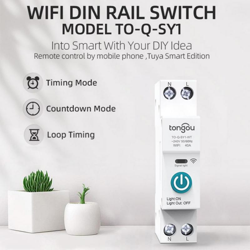 1P Din Rail WIFI Smart Energy Meter Power Consumption KWh Meter Circuit Breaker Time Timer Switch Re