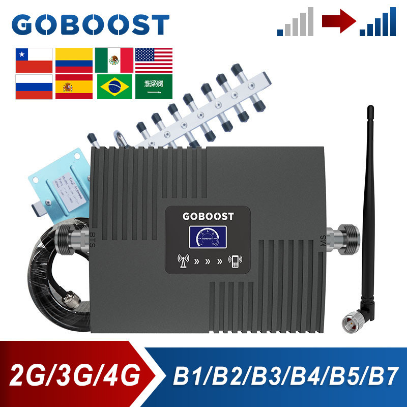 GOBOOST 2G 3G CDMA 850 UMTS 2100 中繼器 LTE 4G 2600 AWS 1700 PCS 1900 MHz 蜂窩放大器套件的手機信號增強器