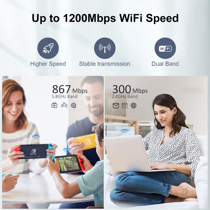 1200Mbps Dual Band 2.4G&5GHz Wireless Extender 802.11ac Wifi Repeater Powerful Wi-Fi Router ​Long Range Wlan WiFi Amplifier