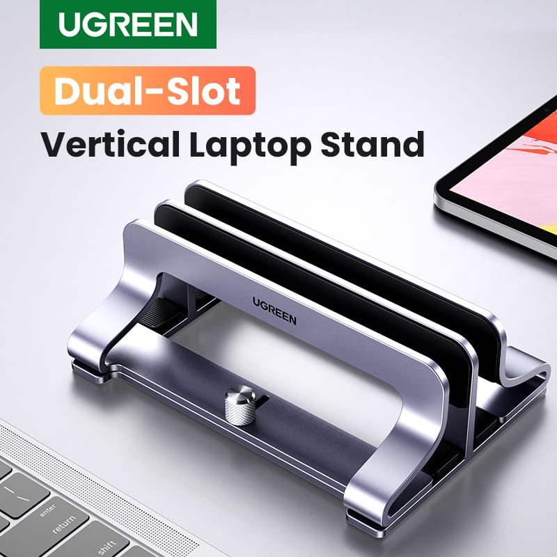 筆記本電腦UGREEN Vertical Laptop Stand Holder Foldable Aluminum Notebook Stand Laptop Tablet Stand Support For Macbook Air Pro PC 17 inch