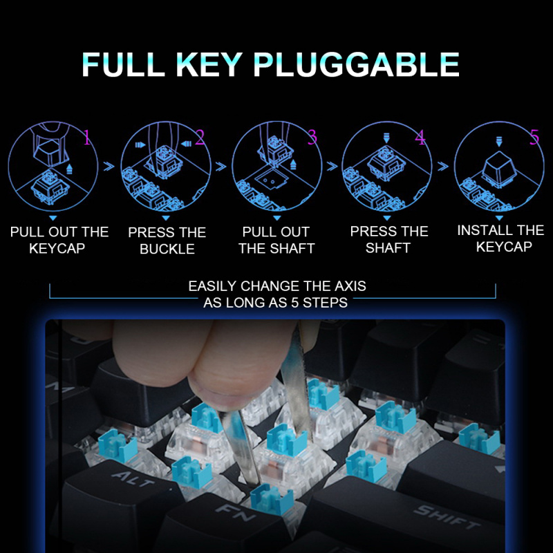 電競筆記本電腦Redragon DITI K585 RGB 42 鍵單手機械遊戲鍵盤藍色開關 7 可編程宏適用於遊戲筆記本電腦 PC 手機