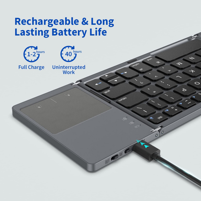 電競筆記本電腦新型便攜式可折疊無線藍牙鍵盤，帶觸摸板，適用於 Windows、Android、IOS、手機、平板電腦迷你鍵盤