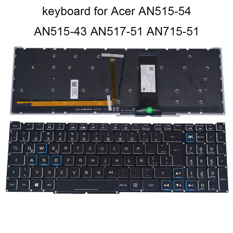 電競筆記本電腦Latin backlit keyboard For Acer Nitro 5 AN515-54 AN515-43 AN517-51 AN715-51 Gaming laptop keyboards colorful light LG5P P90BRL
