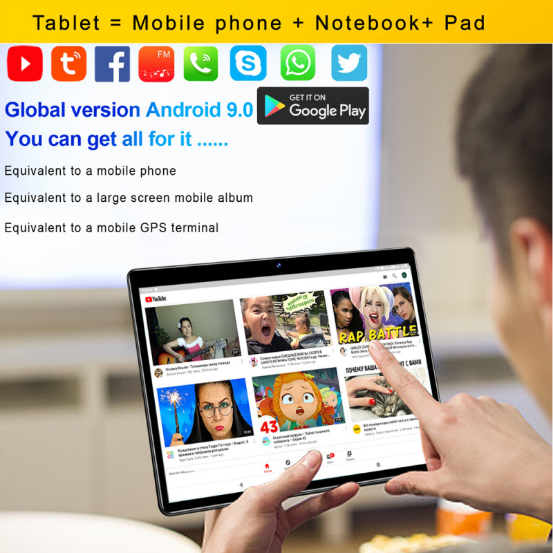 平板電腦10.1 Inch Android 9.0 Tablet Pc 4GB+64GB 3G Mobile Sim Card Phone Call Android 9.0 Tablet Pc Tablets Pc