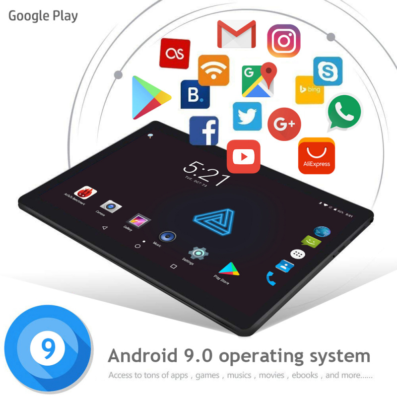 平板電腦最佳 Android 9.0 平板電腦 10.1 英寸十核 6GB+128GB 平板電腦 4G 通話平板電腦高清攝像手機墊藍牙 Wifi 平板電腦墊